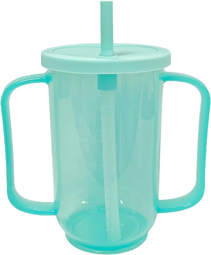 Qancesd Adult Sippy Cups for Elderly 12oz Sippy Cup with 2 Handles No Spill Cups for Adults Straw Cups Dysphagia Cups for Disabled Patients - Image 1